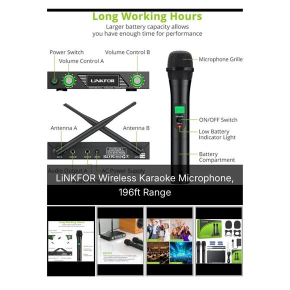 NEW LiNKFOR Wireless Karaoke Microphone System For Parties and Events Clubs BBQs - Picture 4 of 6